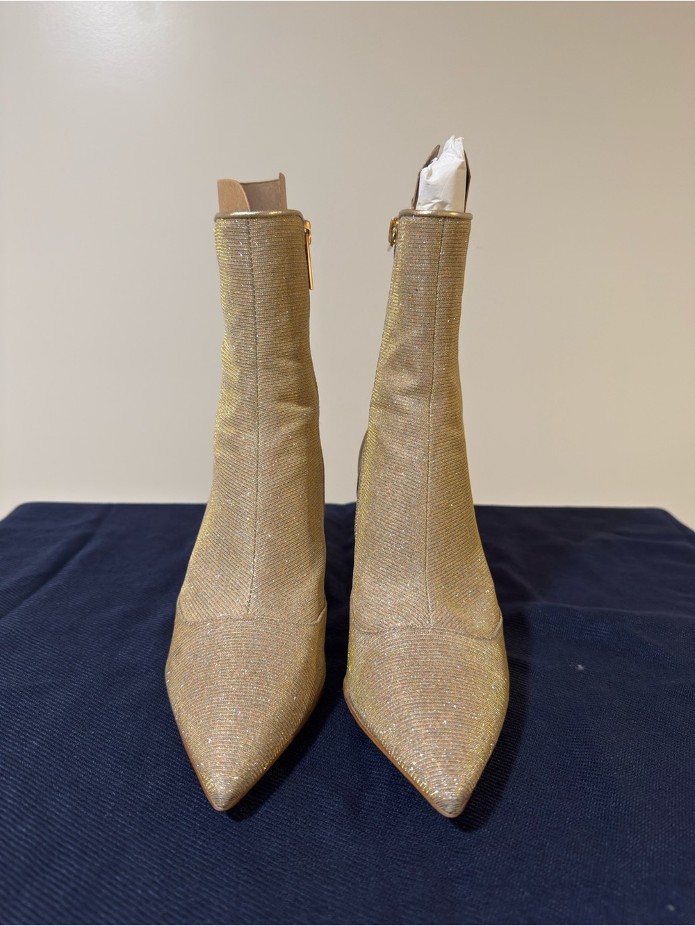Michael Kors Gold Glitter Pointed Ankle Booties